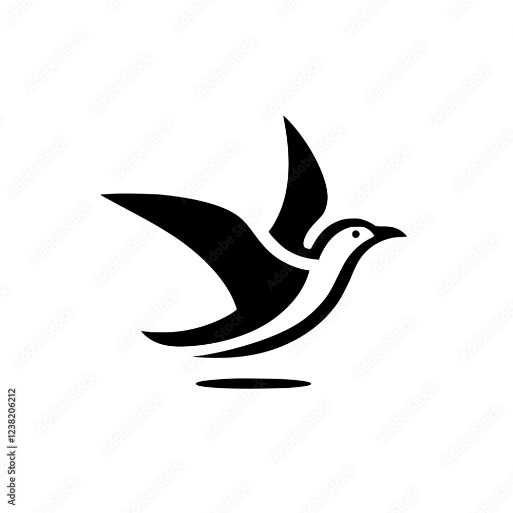 Elegant Bird in Flight: Minimalist Black and White Bird Silhouette Logo Design Elegant Bird in Flight: Minimalist Black and White Bird Silhouette Logo Design