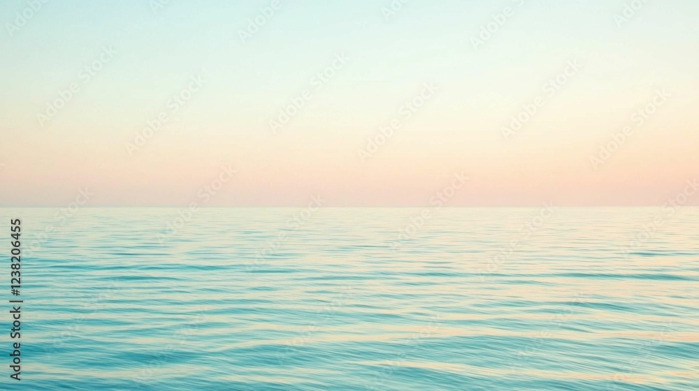 Tranquil Ocean Water with Soft Gradient Sky at Dawn or Dusk