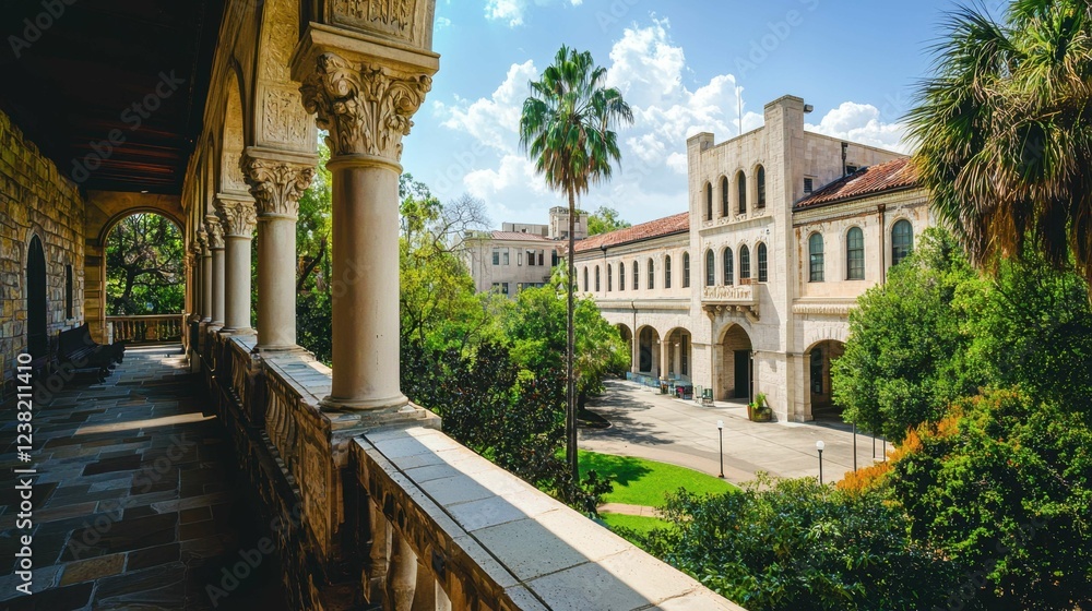 Fototapeta premium Historic University Campus View with Architecture and Greenery