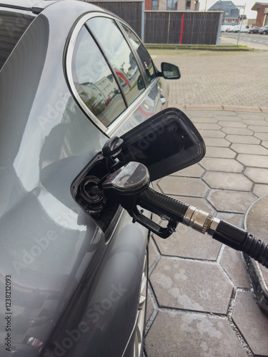 refueling a car at a gas station in the netherlands