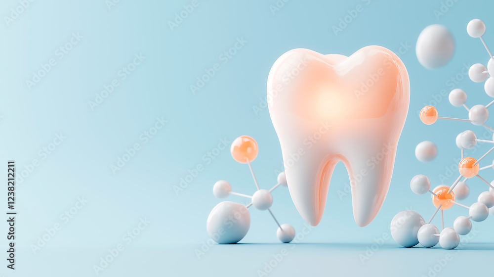 A close-up shot of a 3D model of a tooth, showcasing the advanced technology and innovation, dental illustration banner with empty space A close-up shot of a 3D model of a tooth, showcasing the advanced technology and innovation, dental illustration banner with empty space