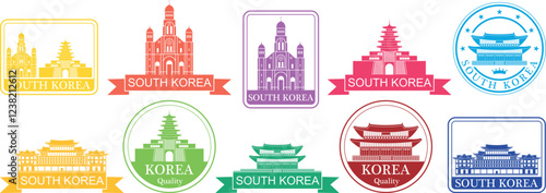 South Korea set. Isolated South Korea on white background