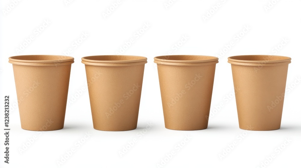 Minimalist Blank Kraft Coffee Cup. paper cup, Takeaway paper coffee cup isolated on white background Minimalist Blank Kraft Coffee Cup. paper cup, Takeaway paper coffee cup isolated on white background