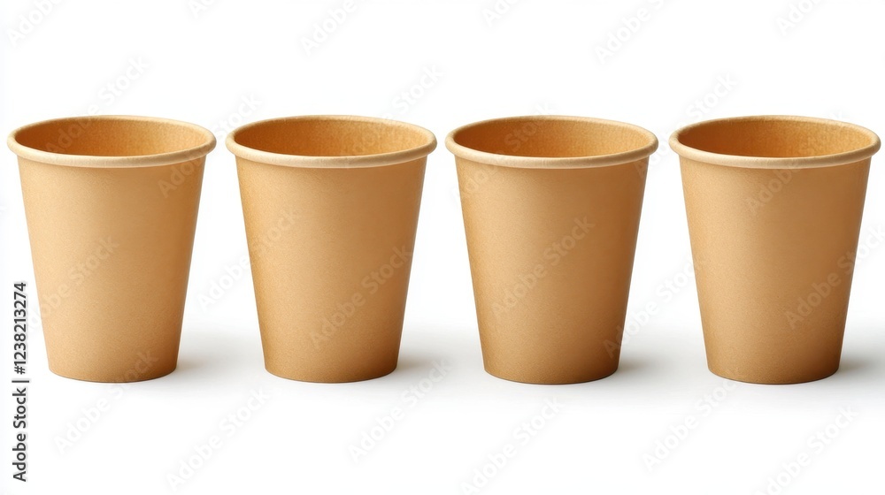 Minimalist Blank Kraft Coffee Cup. paper cup, Takeaway paper coffee cup isolated on white background Minimalist Blank Kraft Coffee Cup. paper cup, Takeaway paper coffee cup isolated on white background