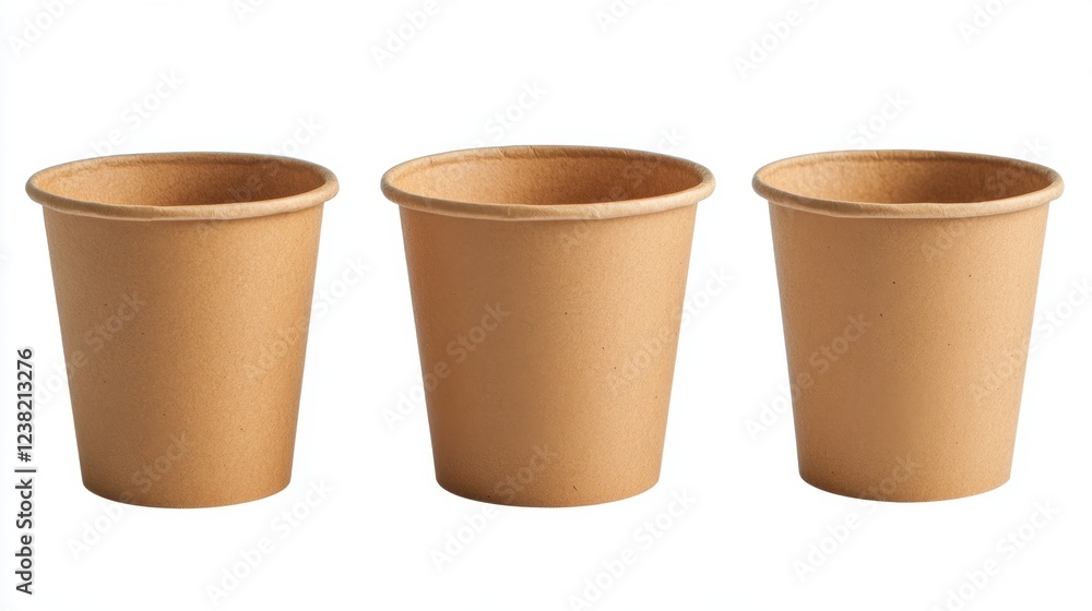 Minimalist Blank Kraft Coffee Cup. paper cup, Takeaway paper coffee cup isolated on white background Minimalist Blank Kraft Coffee Cup. paper cup, Takeaway paper coffee cup isolated on white background
