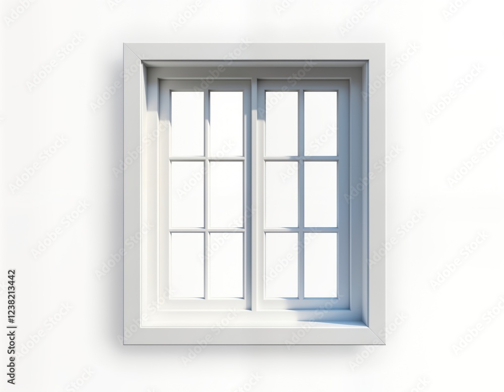 White window with frame shown. Open window on transparent background. Classic design. Simple, modern interior style. Residential home decor element. Contemporary window style. Good for home design White window with frame shown. Open window on transparent background. Classic design. Simple, modern interior style. Residential home decor element. Contemporary window style. Good for home design