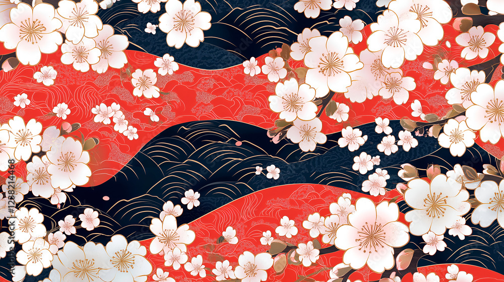 Japanese pattern cherry blossom spring background. Japanese pattern cherry blossom spring background.