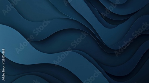 Abstract Blue Waves Background with Soft Curves and Depth Effects photo