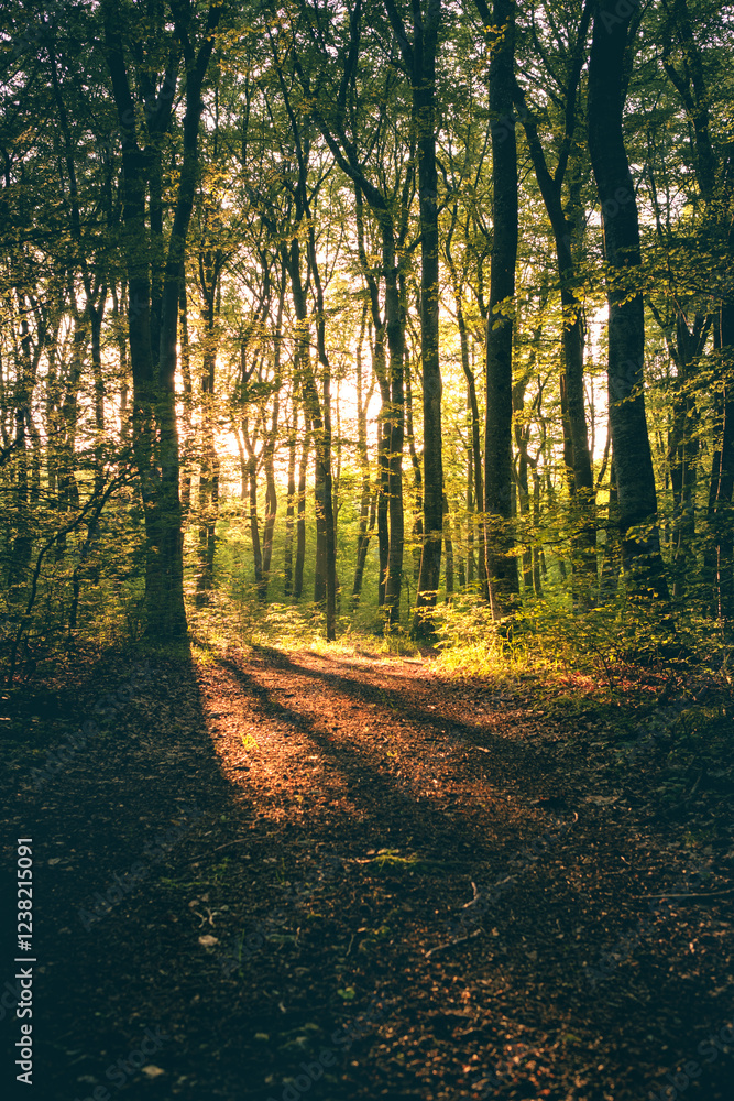 Obraz premium Herbstwald im Sonnenlicht auf der Schwäbischen Alb