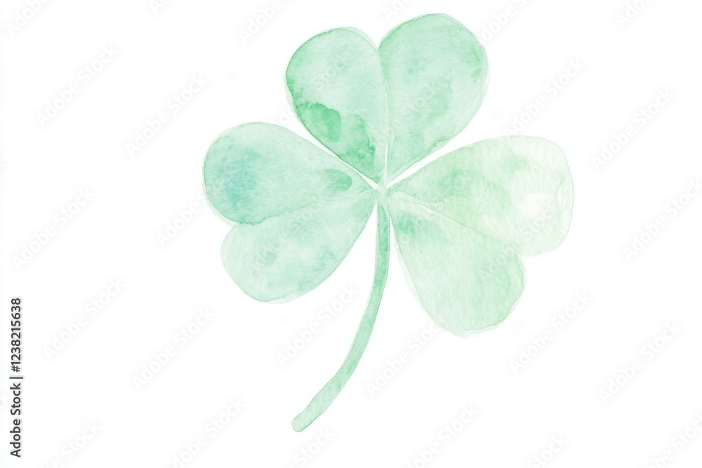 Elegant watercolor illustration of a four leaf clover, symbolizing luck and prosperity, perfect for St Patrick s Day themed designs and eco friendly projects Elegant watercolor illustration of a four leaf clover, symbolizing luck and prosperity, perfect for St Patrick s Day themed designs and eco friendly projects