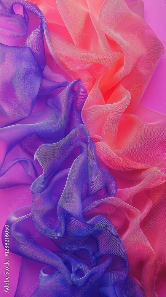 Fototapeta premium Vibrant Fabric Drapery in Shades of Pink and Purple on Smooth Background
