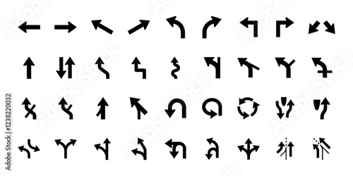 Road arrows isolated set. Vector