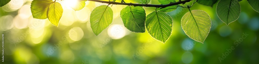 Vibrant Green Leaves Basking in Sunlight, Springtime Nature Background, High Resolution Vibrant Green Leaves Basking in Sunlight, Springtime Nature Background, High Resolution