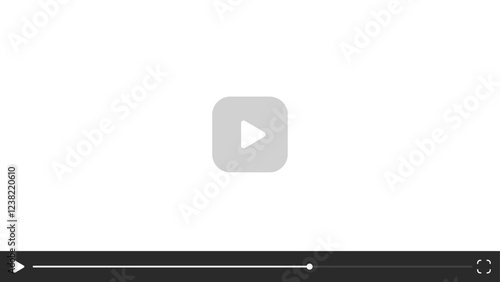 Video player template interface: blank mockup for a video player web UI design. Stock vector suitable for showcasing multimedia player templates on websites.