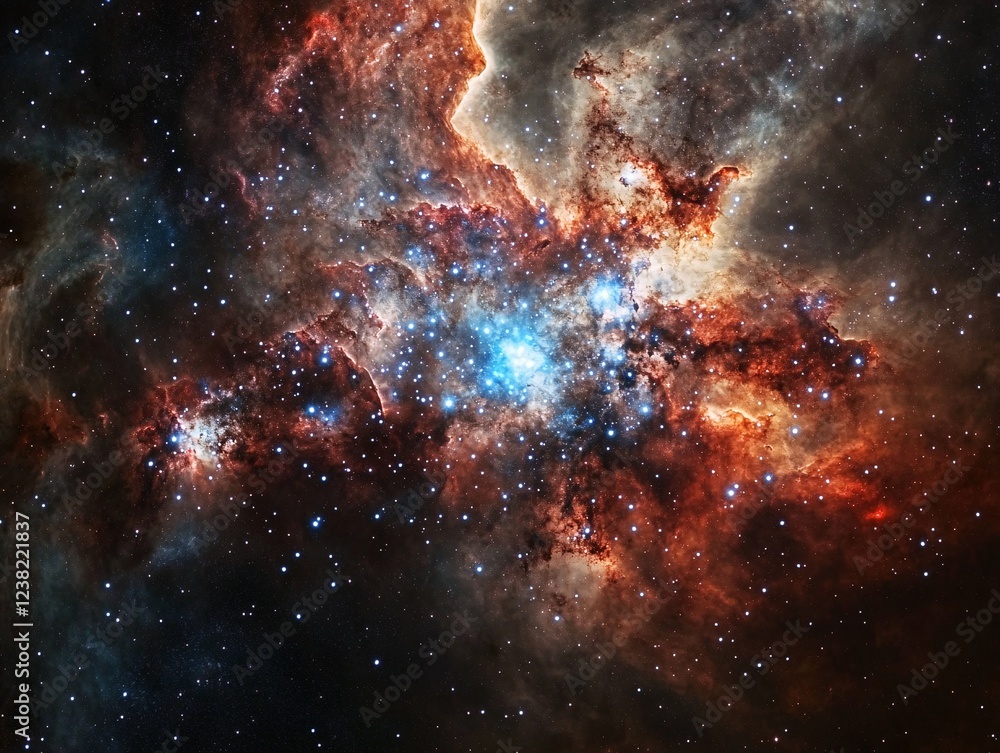 Obraz premium Cosmic Heart Nebula with Blue Center - Space Background for Phone