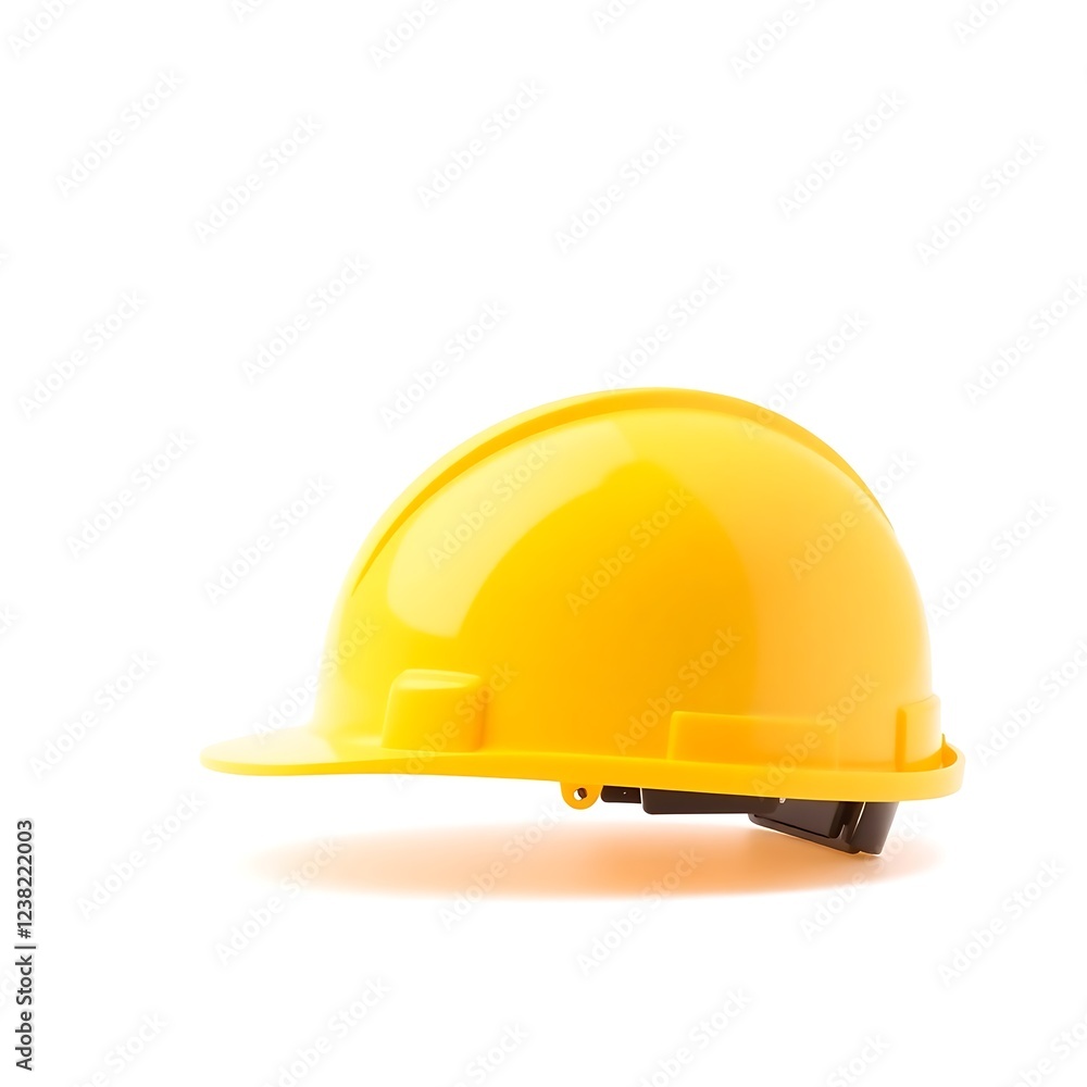 Fototapeta premium Yellow Construction Hard Hat Isolated on White Background - Safety Equipment for Construction Workers