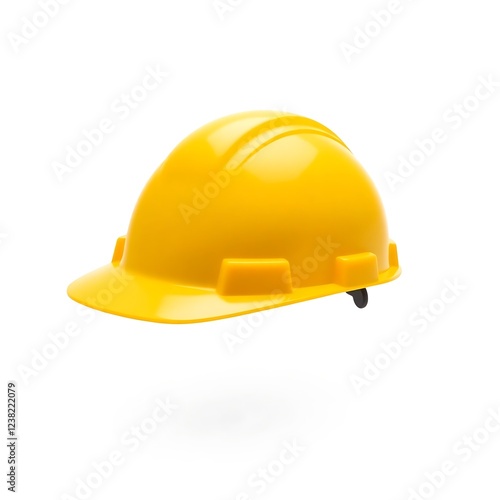 Yellow Construction Hard Hat Isolated on White Background - Safety Equipment for Construction Workers