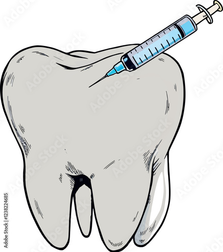 Dentist injecting anesthesia into tooth using syringe for dental treatment