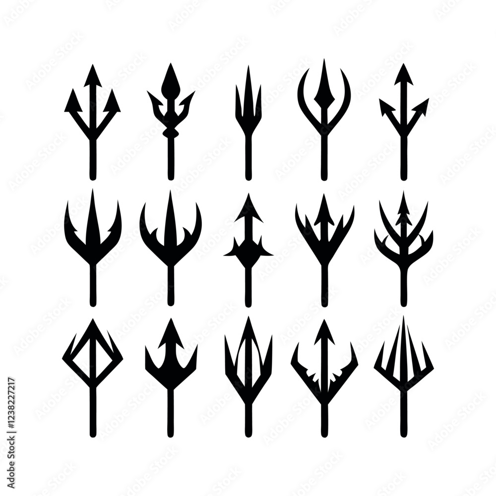 Collection of Trident Logos in Various Styles Collection of Trident Logos in Various Styles