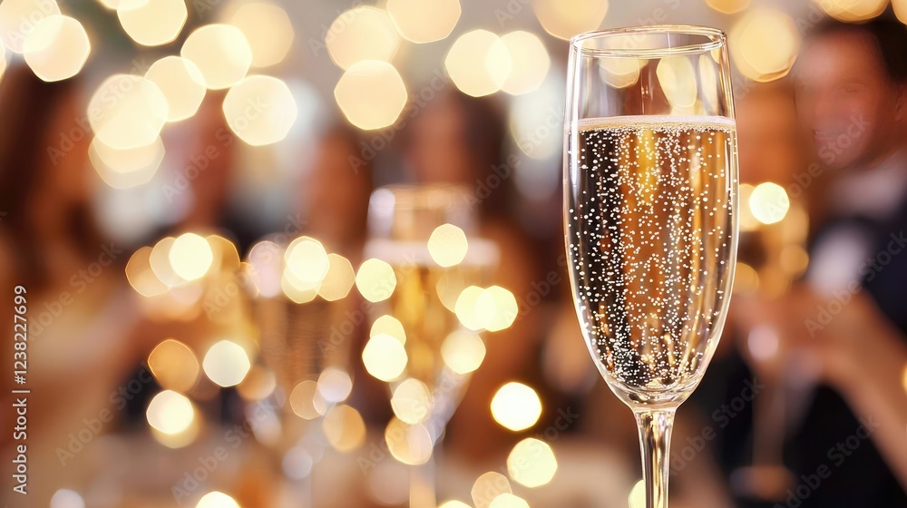 Reunion party concept. A toast with sparkling wine at a festive celebration with blurred lights. Reunion party concept. A toast with sparkling wine at a festive celebration with blurred lights.