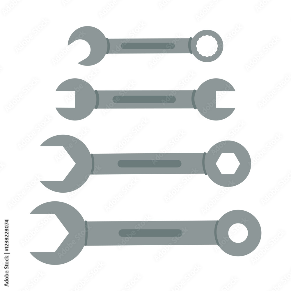 Service tools, wrenches set. Repair tools, color icons of working tool Service tools, wrenches set. Repair tools, color icons of working tool