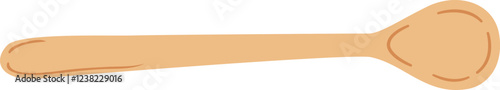 Light brown wooden spoon resting horizontally on a clean white background, serving as a versatile kitchen utensil for mixing, cooking, and serving various meals