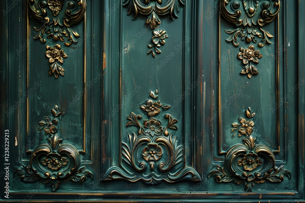 Dark Teal and Bronze Ornate Carved Wood Panel, Antique Detailed Design Photography
Dark Teal and Bronze Ornate Carved Wood Panel, Antique Detailed Design Photography