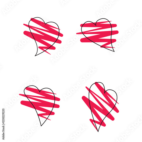 Illustrations with hearts, symbolizing love
