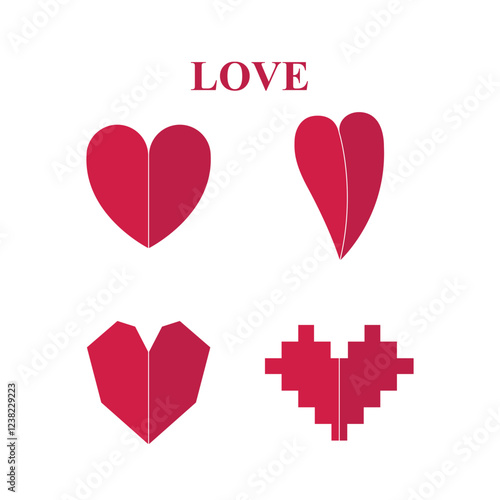 Illustrations with hearts, symbolizing love