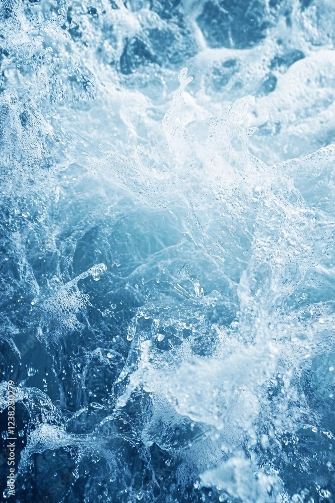 Fototapeta premium Abstract blue and white flowing wave texture with soft light and smooth motion effect