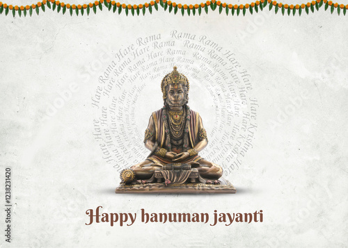 Foto Happy Hanuman Jayanti with Meditation pose
