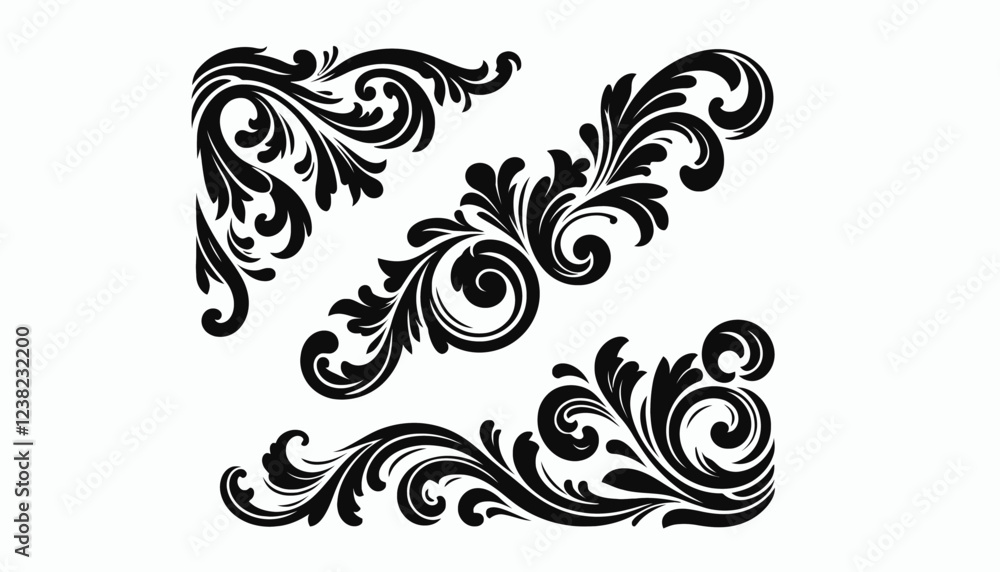Fototapeta premium Exquisite Ornate Silhouette: A Venetian Baroque-Inspired Masterpiece