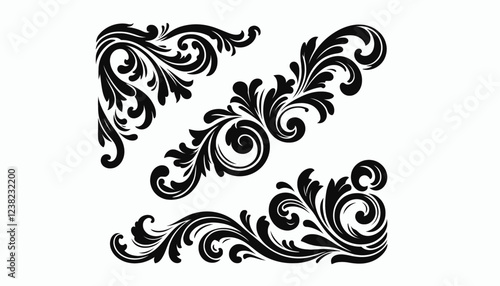 Exquisite Ornate Silhouette: A Venetian Baroque-Inspired Masterpiece