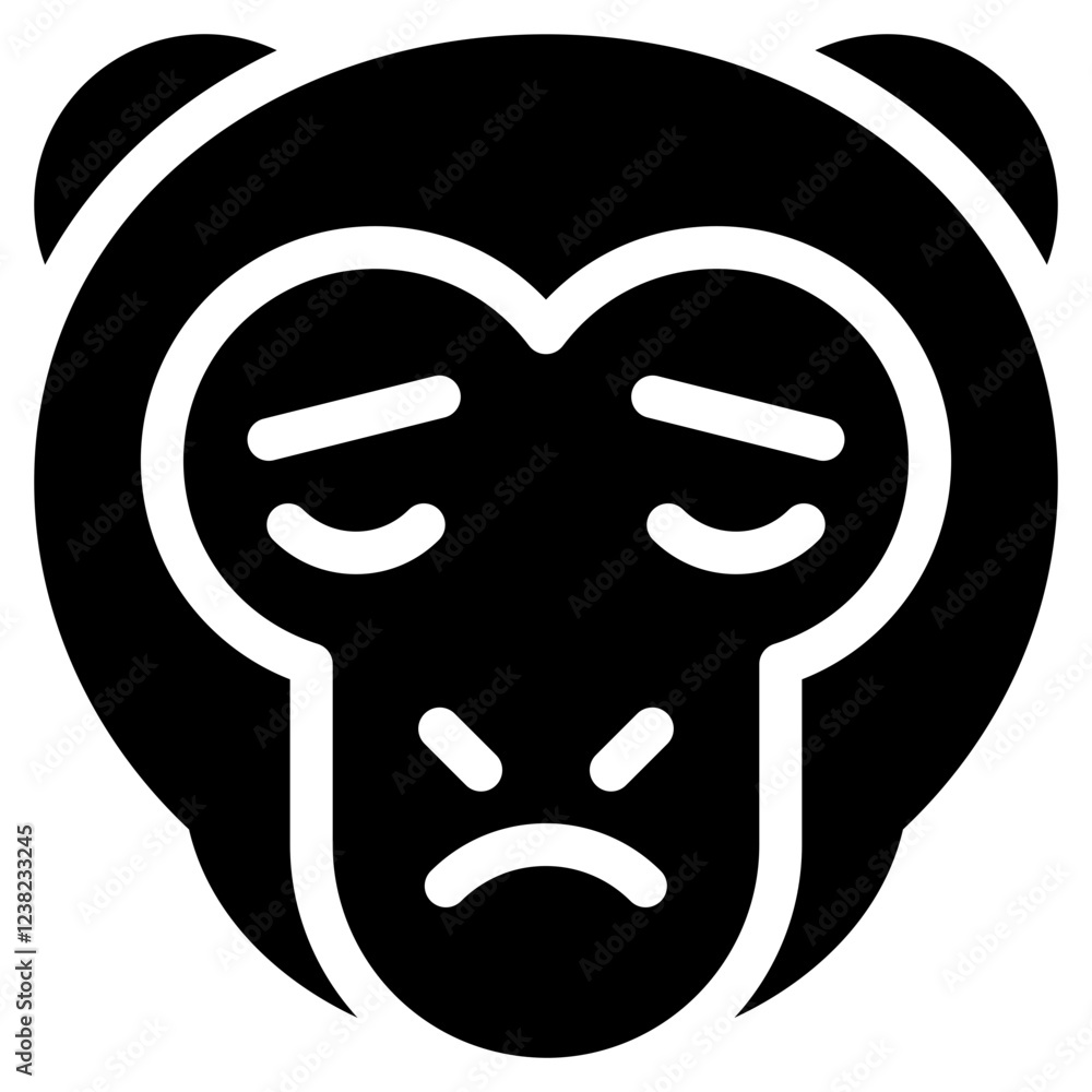 Vector Icon Calm, Monkey, Animal, Wildlife, Pet Vector Icon Calm, Monkey, Animal, Wildlife, Pet