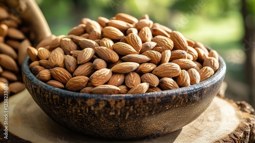 Wallpaper Mural A beautifully arranged spread of roasted organic almonds in a natural, earthy setup, ideal for a snack tray. Torontodigital.ca