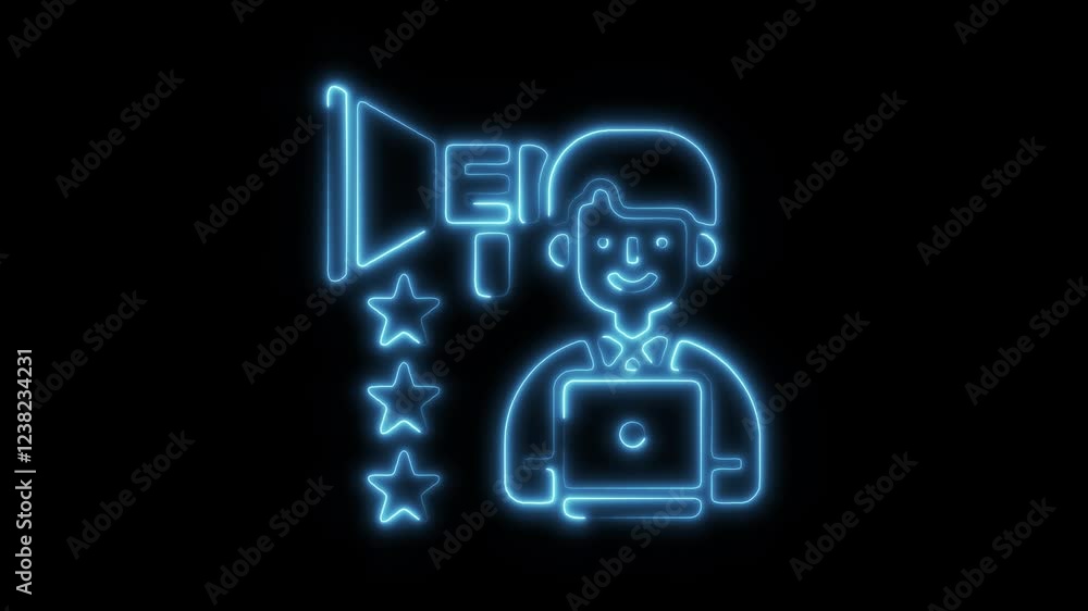 Glowing Neon Advertising Icon, Symbol of Marketing and Promotion, HD Video Motion Graphic Animation on Black Background Glowing Neon Advertising Icon, Symbol of Marketing and Promotion, HD Video Motion Graphic Animation on Black Background