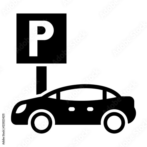 Car Parking Glyph Icon Design