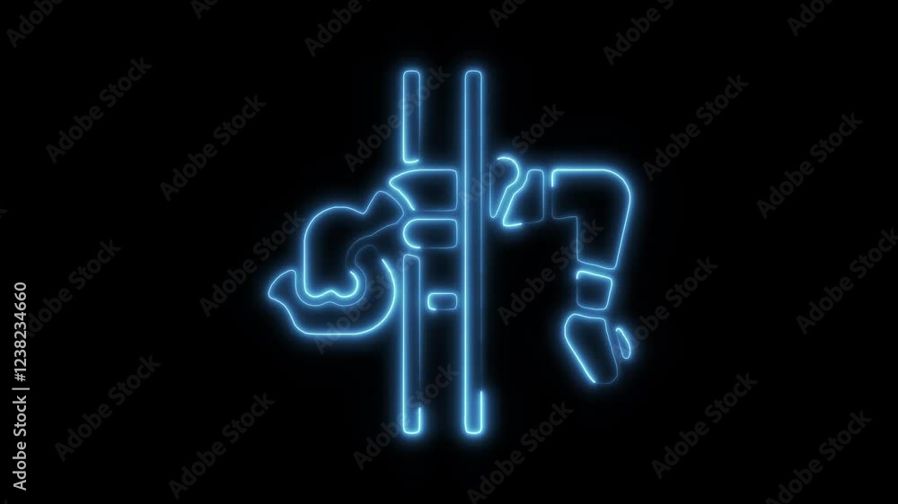 Glowing Neon High Jump Icon Animation on Black Background, HD Motion Graphic Representing Athletic Performance, Sports, and Physical Fitness Glowing Neon High Jump Icon Animation on Black Background, HD Motion Graphic Representing Athletic Performance, Sports, and Physical Fitness