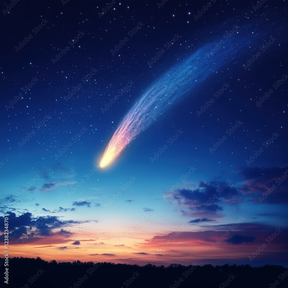 Celestial Comet in Motion, vibrant comet illuminating the night sky with a transparent background, perfect for digital designs and artwork Celestial Comet in Motion, vibrant comet illuminating the night sky with a transparent background, perfect for digital designs and artwork