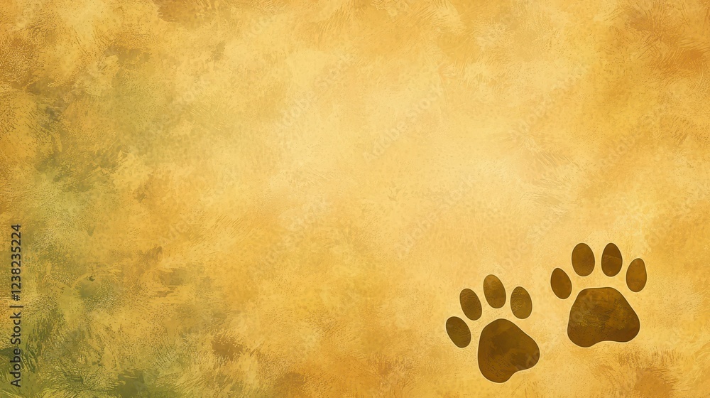 Gray background with dog paw prints, a versatile design for pet lovers and animal enthusiasts.