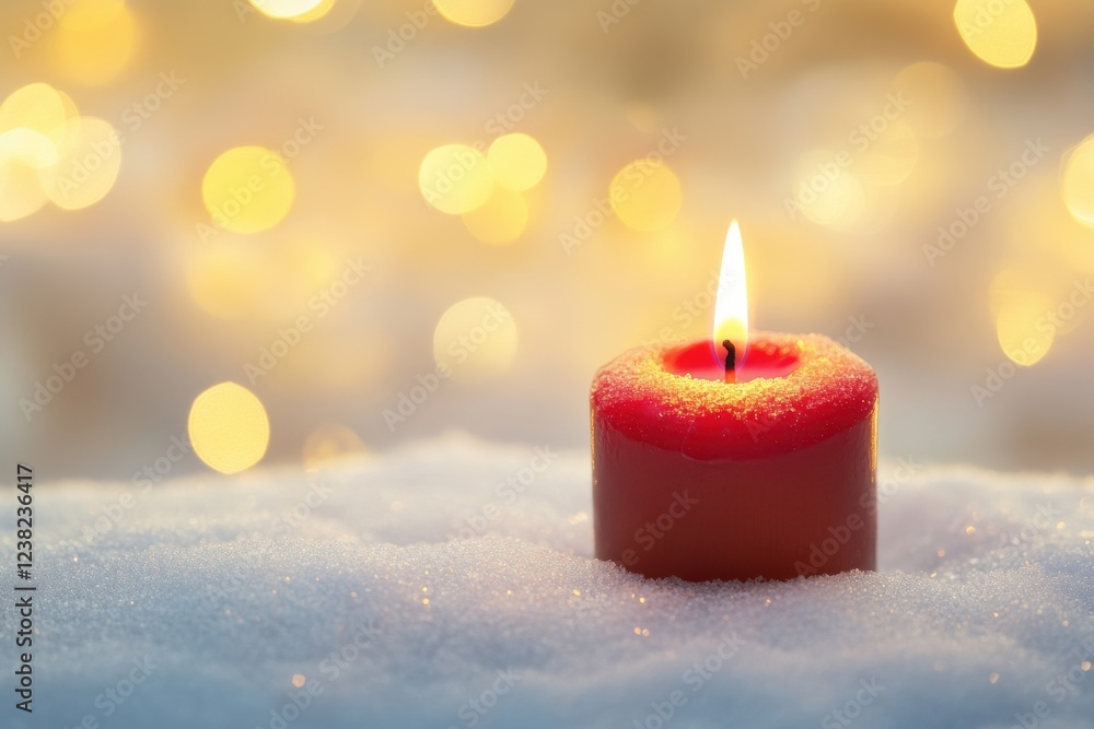 Festive holiday card wishing you joy and warmth this christmas season, featuring a heartfelt german message and a cozy red candle in a snowy winter landscape Festive holiday card wishing you joy and warmth this christmas season, featuring a heartfelt german message and a cozy red candle in a snowy winter landscape