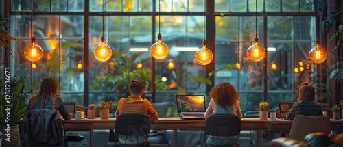 Coworking space filled with natural light and vibrant decorations enhances productivity among remote workers