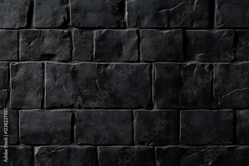 Seamless black stone wall texture for design and decoration, perfect for backgrounds and architectural elements, providing a sleek and modern aesthetic with a consistent brick pattern