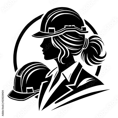 Empowering Silhouette of a Woman Construction Worker: A Powerful Symbol of Strength and Skill in the Industry