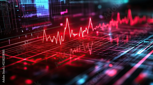Wallpaper Mural A digital pulse line in red, dynamically fluctuating across a high-resolution medical display. Torontodigital.ca