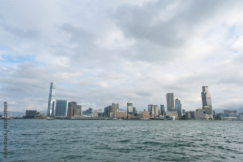 Obraz premium 湾仔から見る香港九龍のウオーターフロント