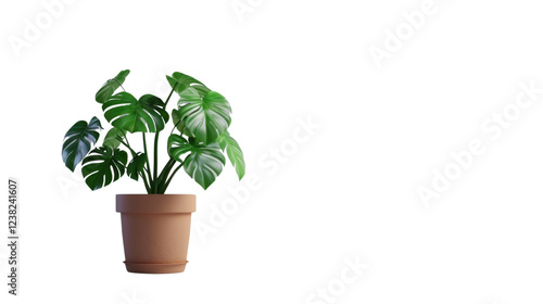 Wallpaper Mural 3d rendering of monstera deliciosa plant growing in pot with transparent background Torontodigital.ca