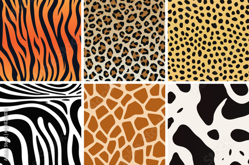 animal skin pattern set tiger leopard cheetah zebra giraffe cow fur