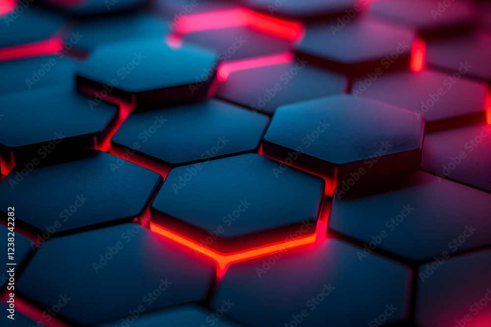 Hexagon Pattern: Red & Blue Abstract Design Hexagon Pattern: Red & Blue Abstract Design