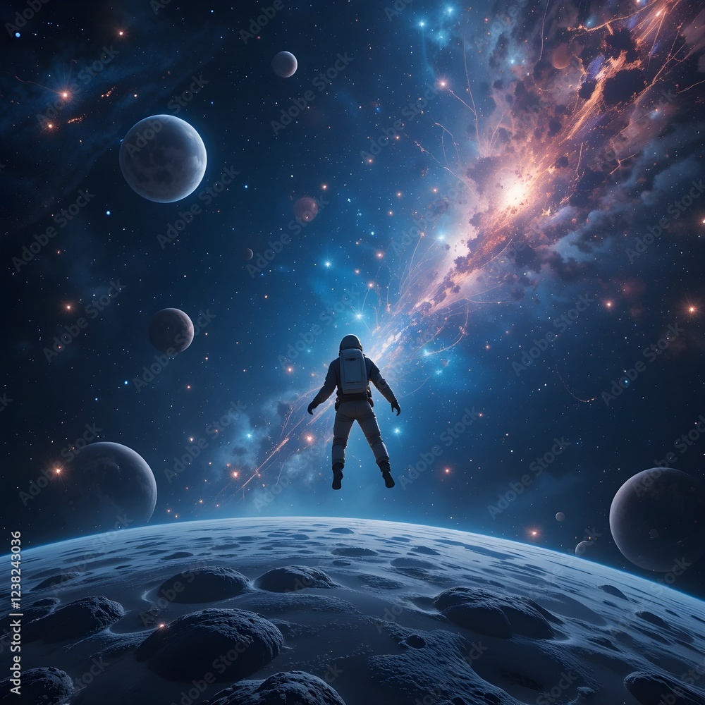 Fototapeta premium A man in the space alone